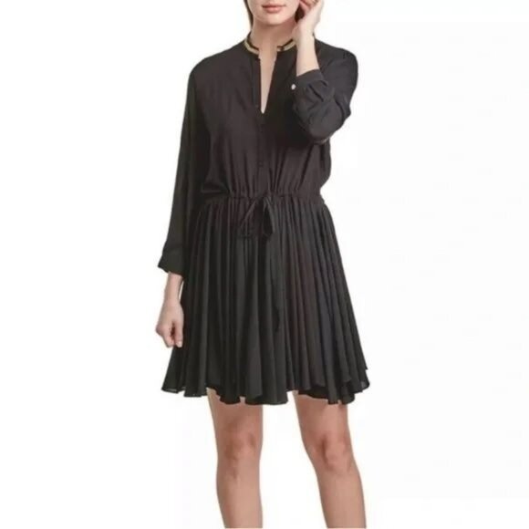 ZADIG & VOLTAIRE  Ranil Black Dress w/ Gold Neck Size Small - Picture 1 of 9
